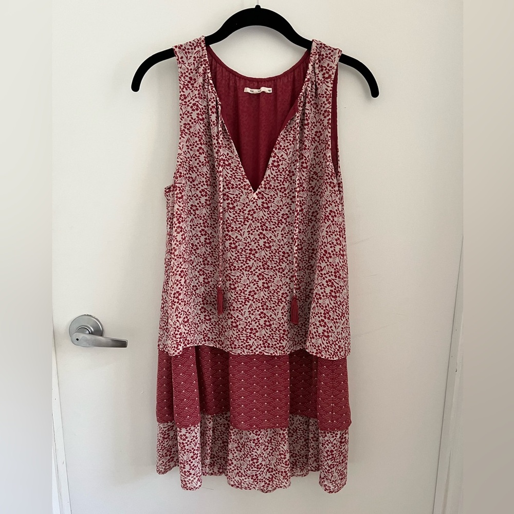 Tularosa Pink and Red Floral Tiered Sundress